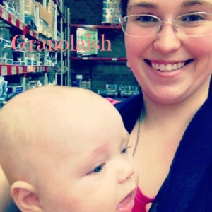 Sunshine looking around Sam's Club while she's in her Moby wrap.